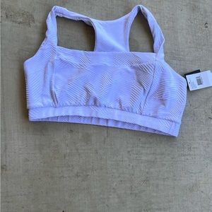 White  ridged square neck sports bra